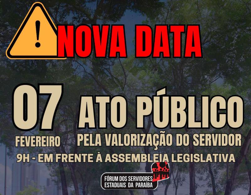 URGENTE: ato público adiado para o dia 7/02